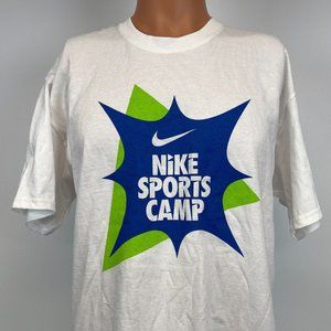 Nike Sports Camp T Shirt Swoosh White Cotton Mens Size L